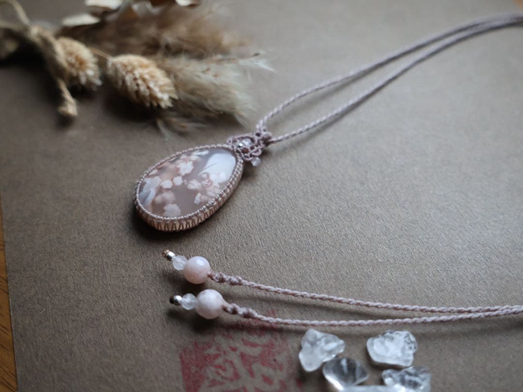 桜瑪瑙 マクラメ ネックレス - メルカリ