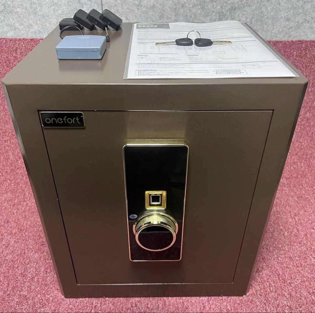 ［4066］onefort 指紋認証式 電子金庫 36L ブラウン 楽天市場】onefort 金庫 指紋認証 家庭用 4種類解錠 アラーム機能付き
