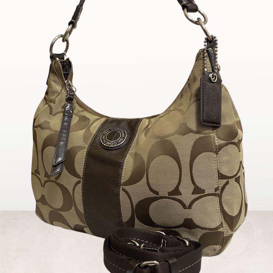 Y2K COACH Hobo Signature Shoulder Bag 茶 - メルカリ