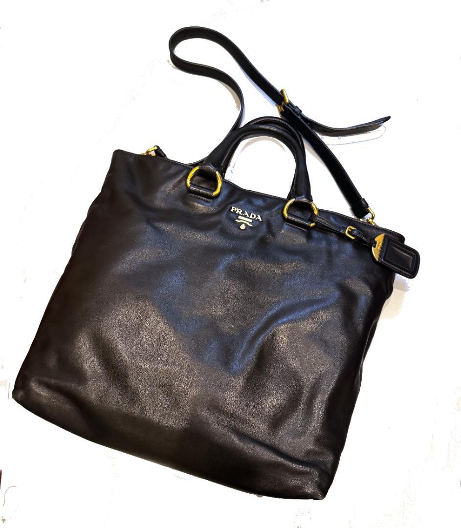お値下げ☆美品☆PRADA ☆プラダ ブラック 2WAYトートバッグBN1713 楽天市場】美品 PRADA プラダ ヴィッテロダイノ ロゴ ブラック