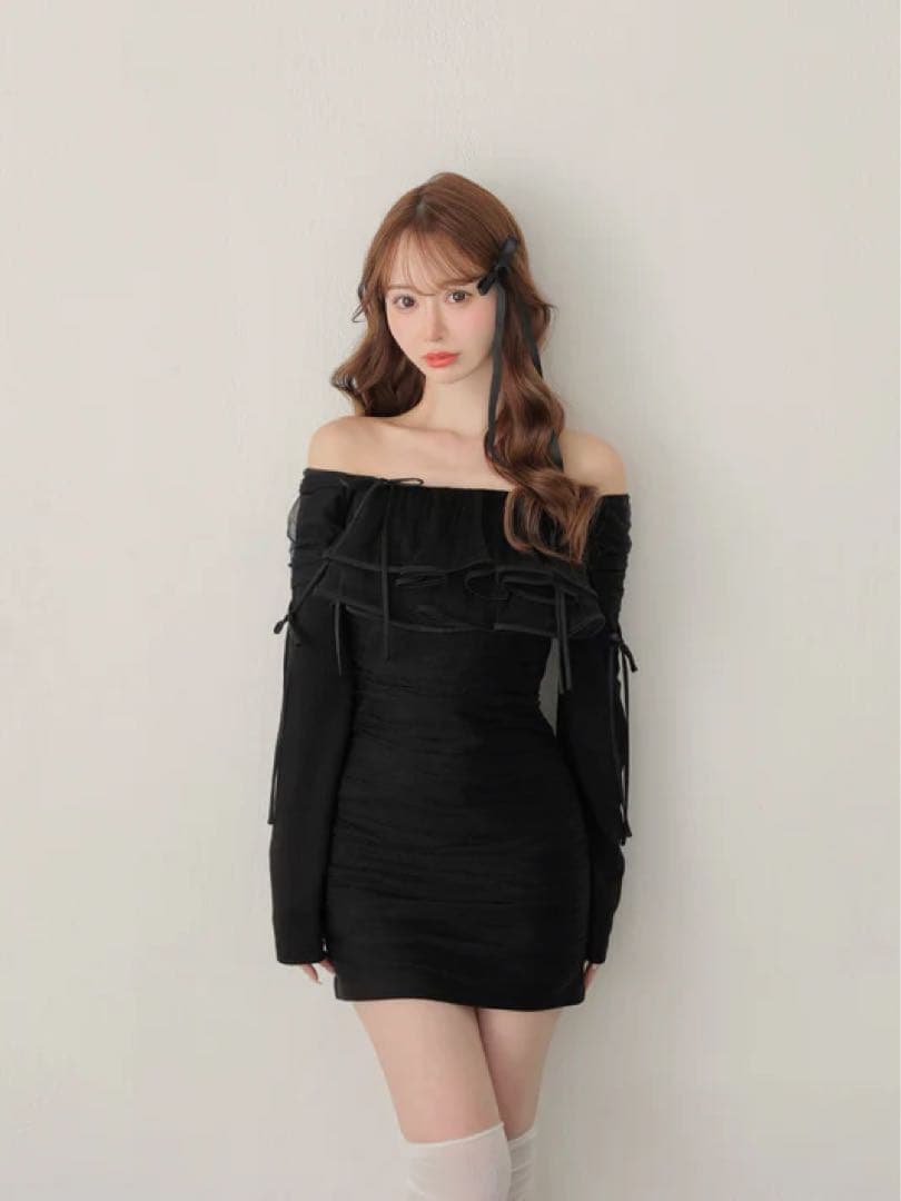 M me eme】 Tulle drape mini onepiece - メルカリ
