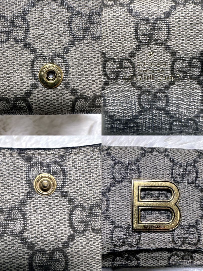 希少✩グッチ バレンシアガ コラボ 三つ折り財 GG柄 PVC 金具