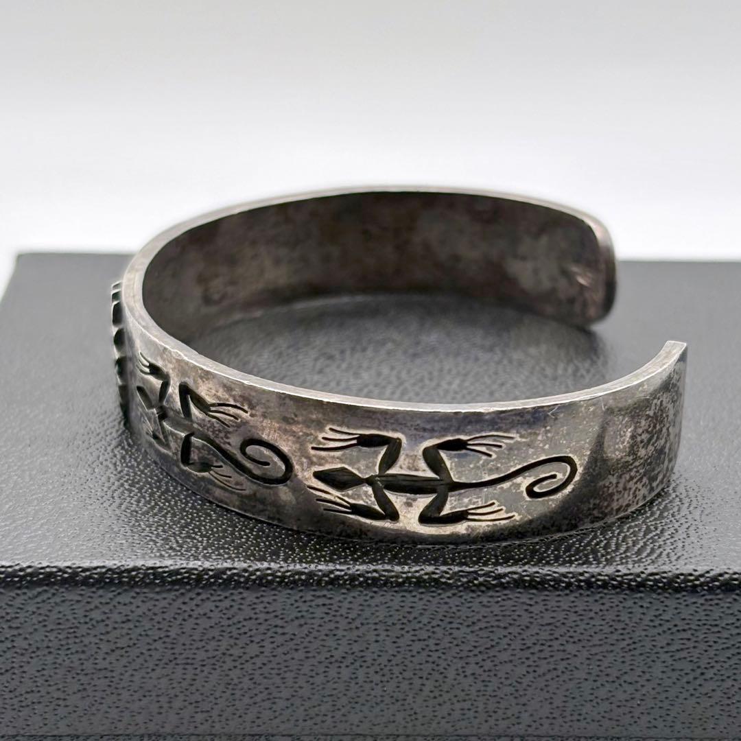 ホピ族 チャールストンルイス 3D サンフェイス リザード バングル 希少