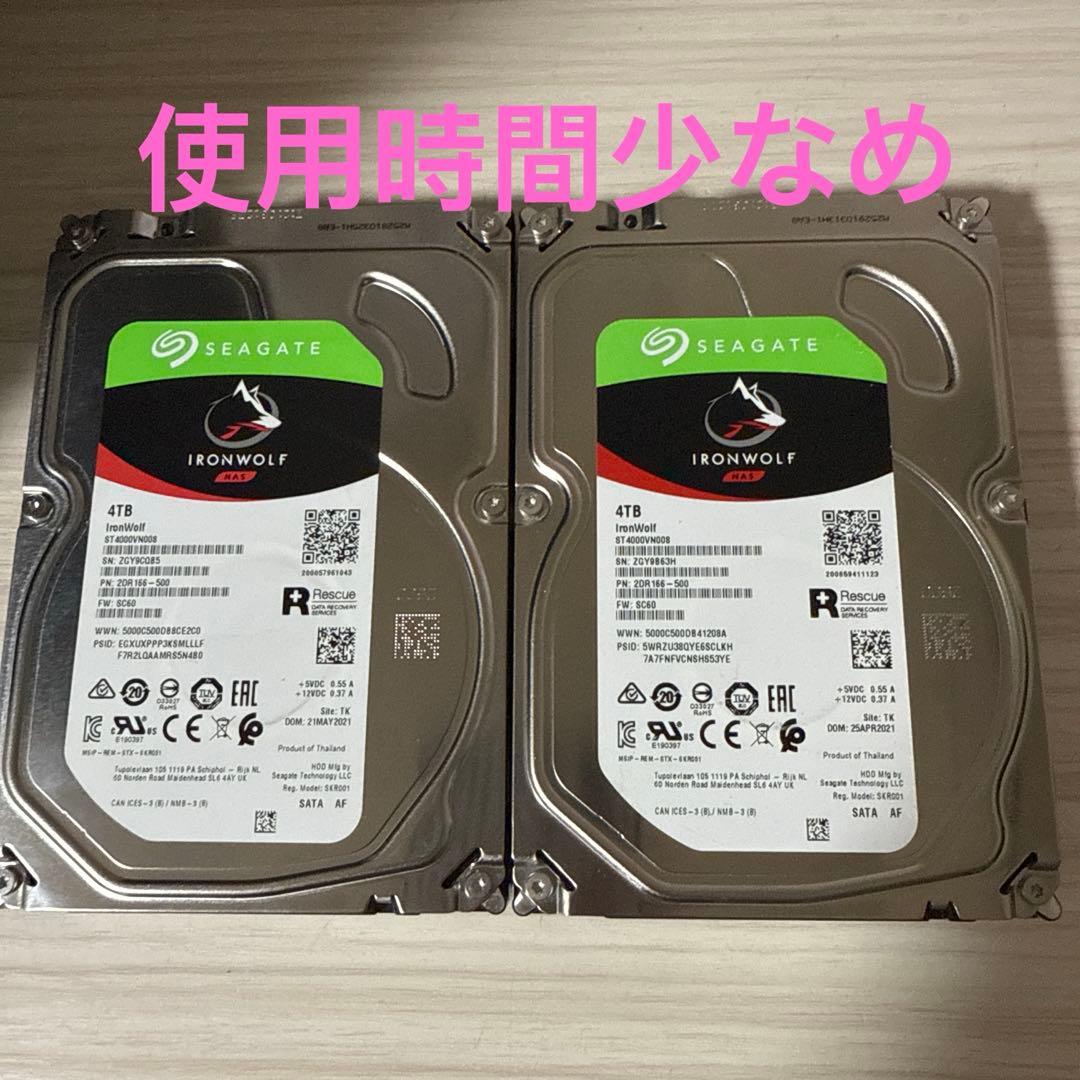 二枚　Seagate IronWolf 4TB HDD ST4000VN008 Seagate IronWolf ST4000VN008 4TB NAS Hard Drive 7200RPM 256MB