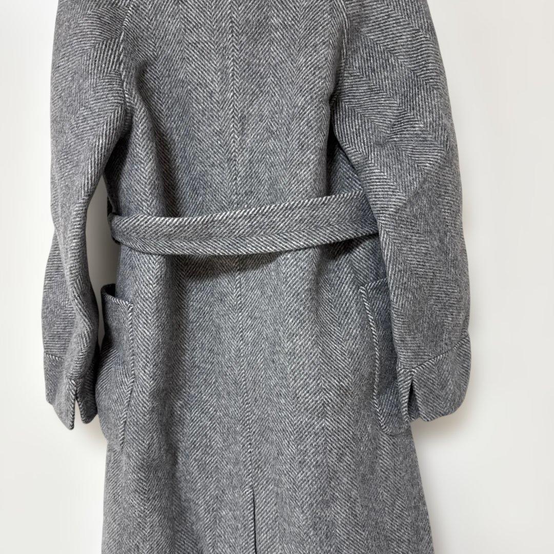 グレー ヘリンボーン ロングコート - メルカリ