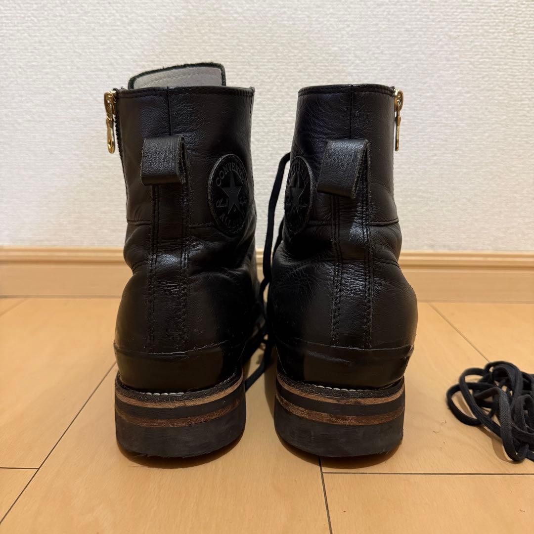 一点物】コンバース レザー ハイカット ビブラム カスタム サイド