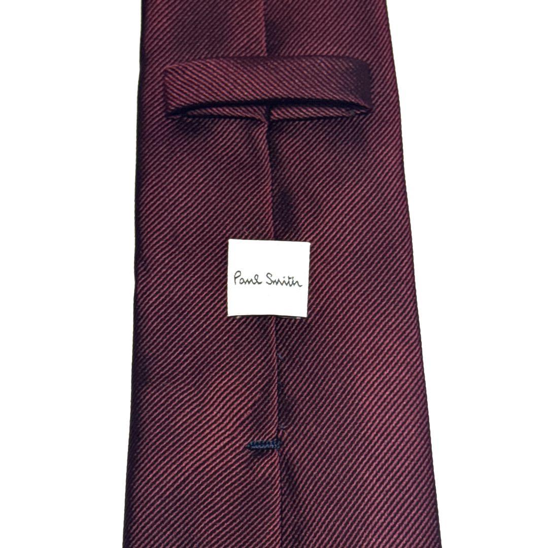 未使用級】 ポールスミス ネクタイ ソリッドタイ 裏地花柄 シルク