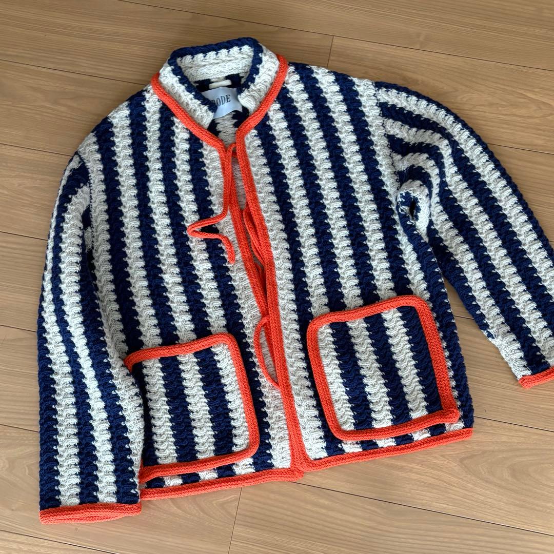 BODE 総柄ハンドメイドニット カーディガン メリノウール100% M メリノウール100％Vネックカーディガン - ベルーナ【公式】