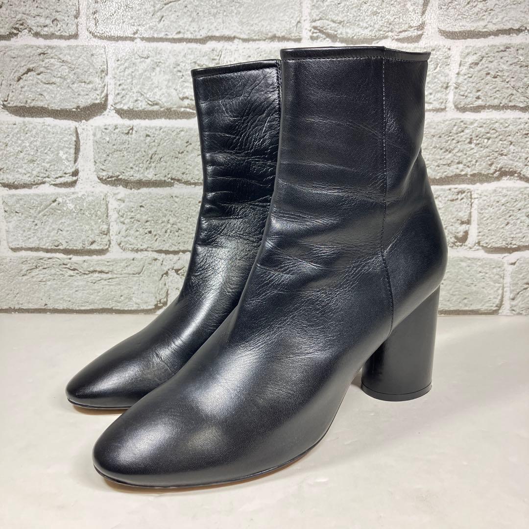 【美品】PELLICO ショートブーツ 黒 レザー サイドジップ ヒール 38 PELLICO/ペリーコ】SIDE GORE BOOTS（ブーティ・ショートブーツ