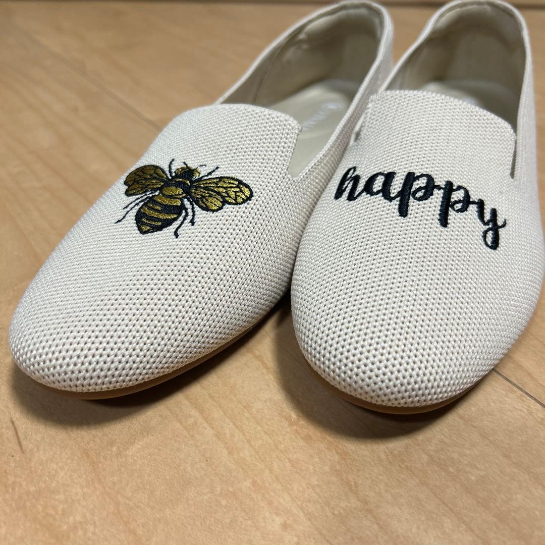 vivaia 蜂刺繍ホワイトメッシュローファー サイズ39 24.5 - メルカリ