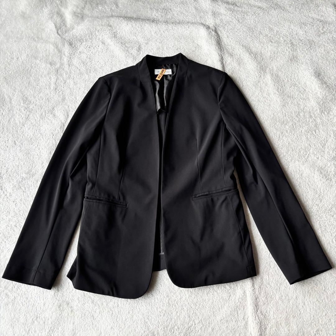 美品 PLST スーツ パンツスーツ ノーカラー ブラック M セットアップ