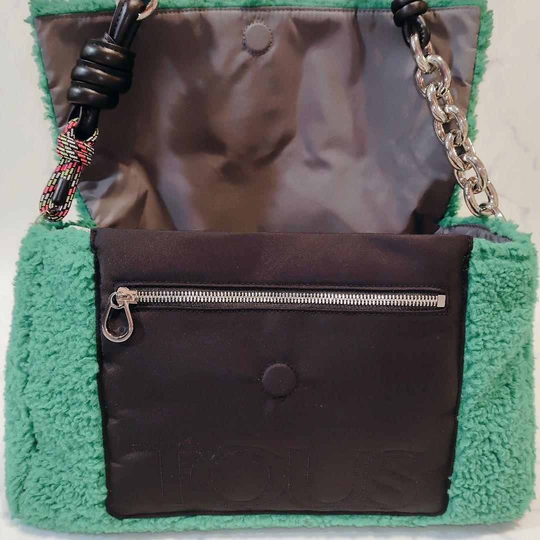 TOUS トウス シープスキン ラージクロスボディバッグ グリーン - メルカリ