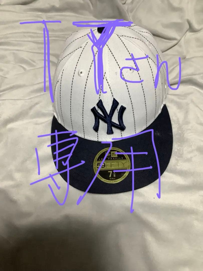 New Era 59FIFTY ホワイト ネイビー キャップ 7 1/8 - メルカリ