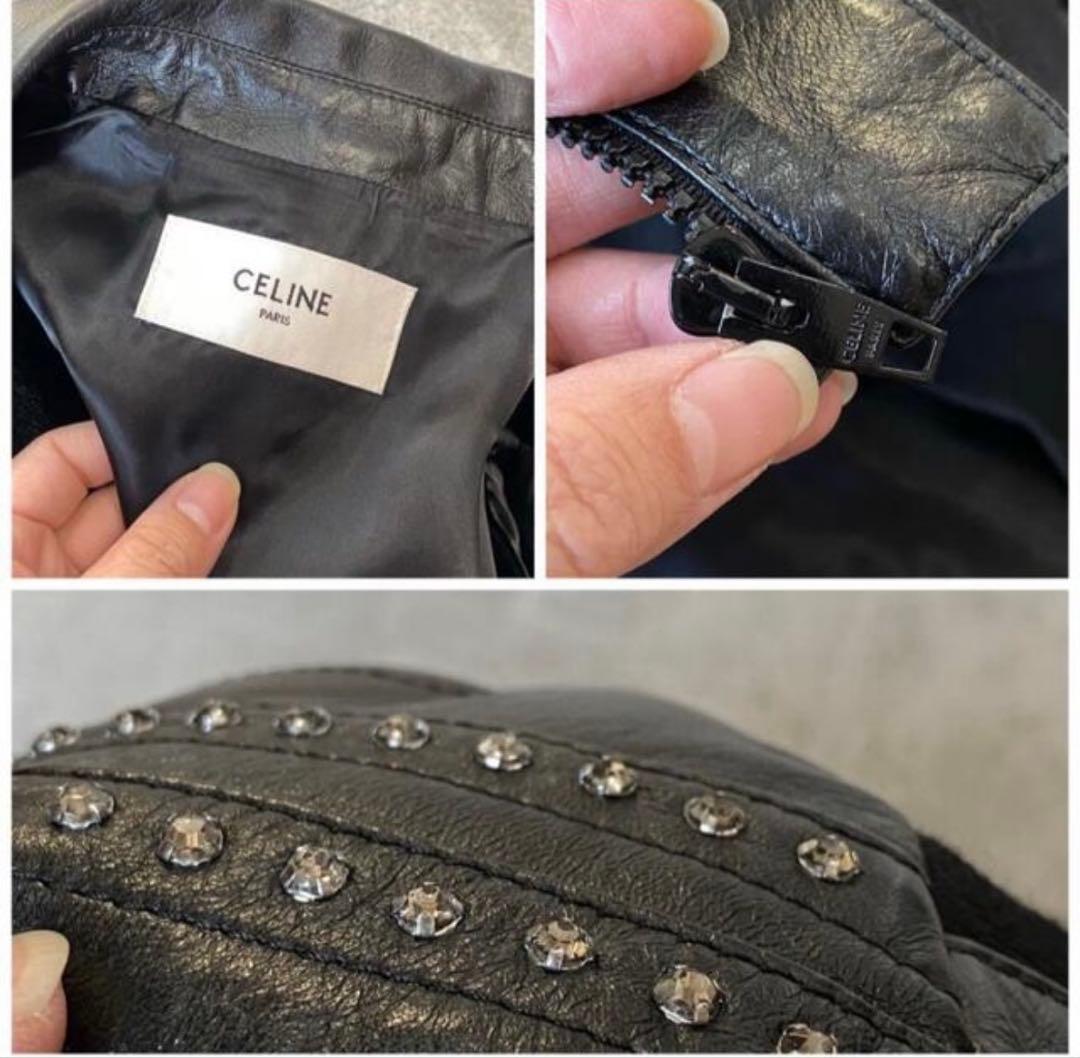 CELINE 19SS ラムスキンラインストーンレザージャケット - メルカリ