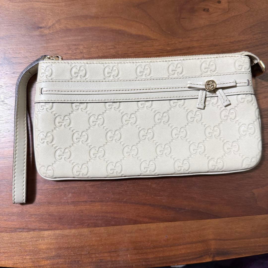 GUCCI ベージュ GGロゴ 長財布 ポーチストラップ付き GG グッチ 長財布 ジップアラウンドウォレット オフィディア GG