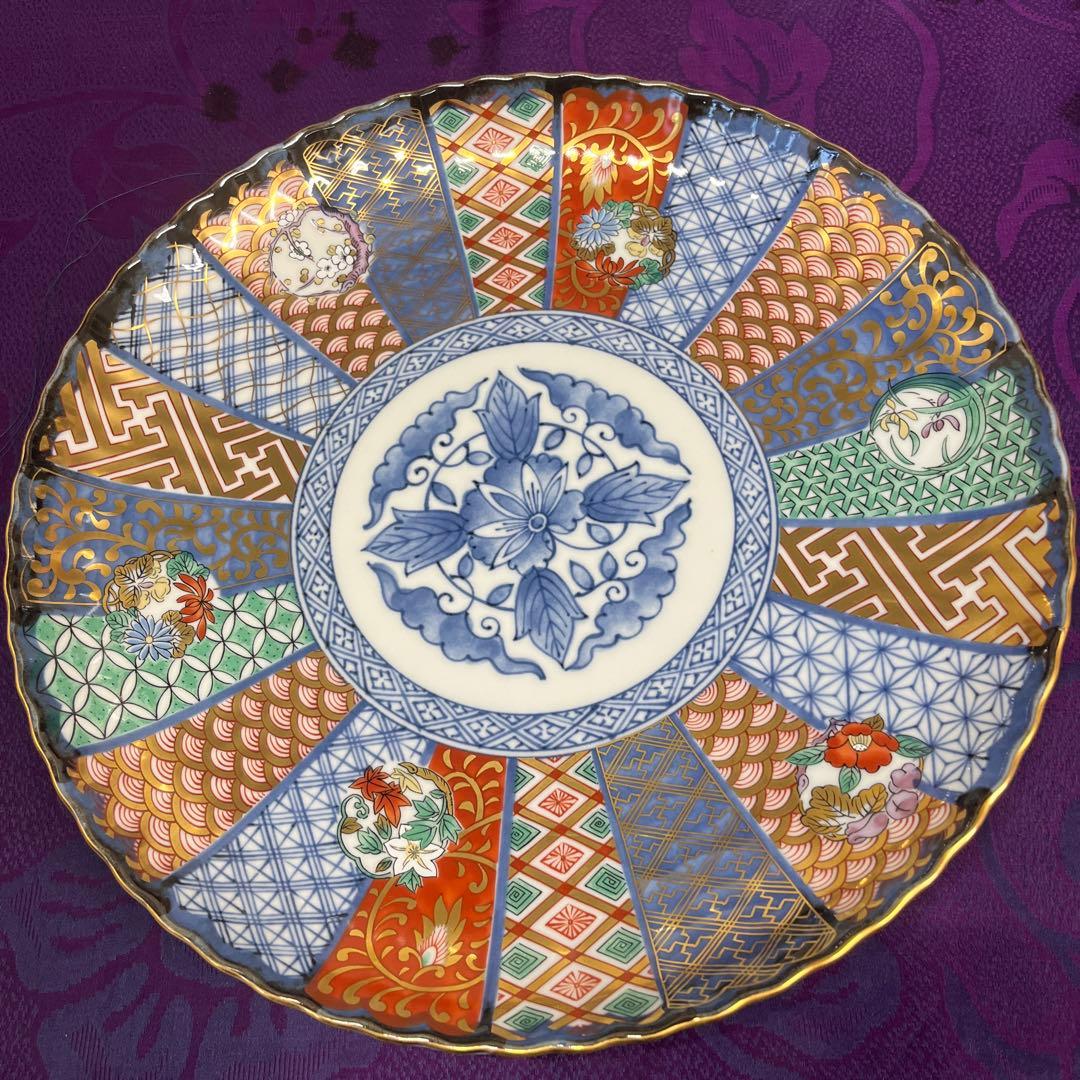 有田焼　龍峰窯　金彩　花風流　大皿 フォロうー特価』 有田焼 龍峰 『花風流 古伊万里唐草』 大皿 5枚