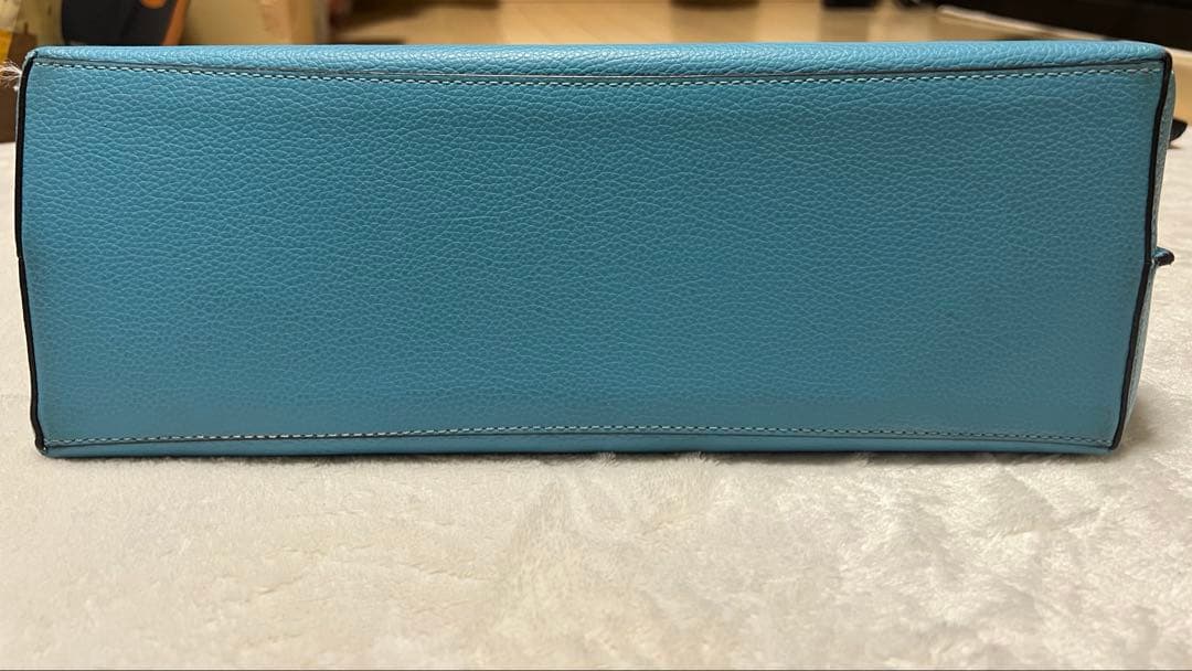 美品《COACH 》ターコイズブルーレザートートバッグ