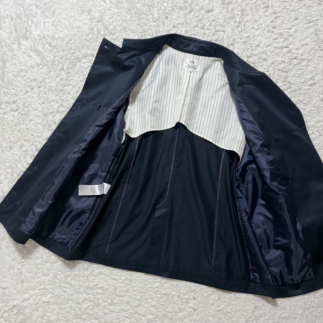 極美品✨23区 ダブルブレスト トレンチコート ミドル丈 紺 ベルト 48