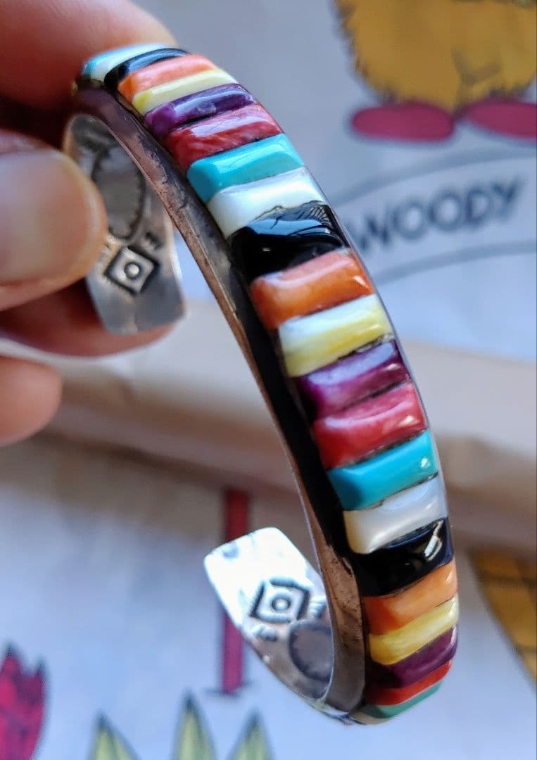 レイアダカイ☆Ray Adakai ナバホ族☆マルチインレイ・バングル M