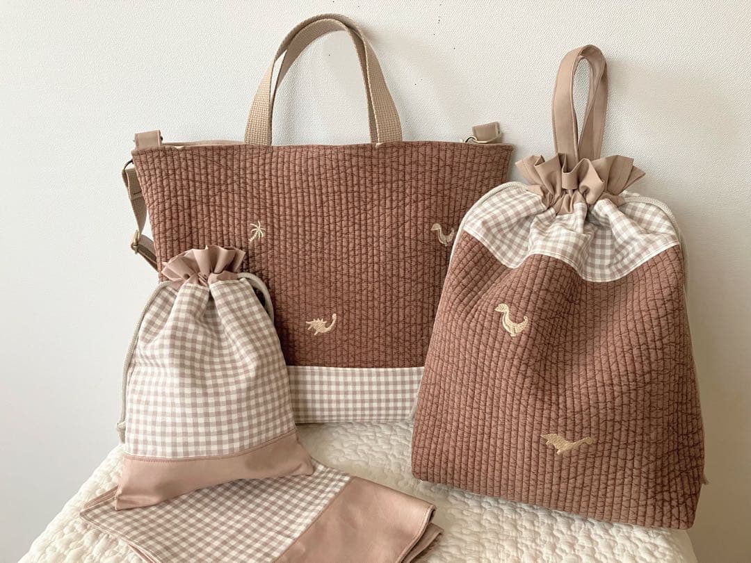 ※オーダー品　ヌビレッスンバック　お着替え袋　等 入学セット レッスンバッグ 上履き入れ 体操着入れ 通学バッグ3点