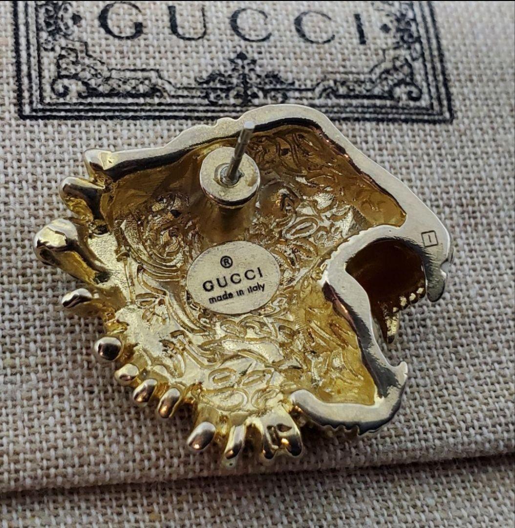 超レア廃盤美品】GUCCI ビジュ ピアス タイガー ヘッド ラインストーン
