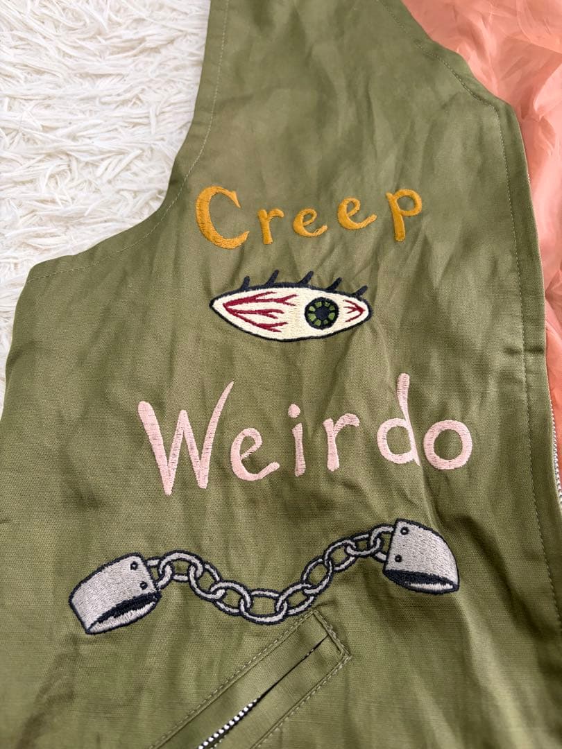 GLAD HAND WEIRDO 刺繍パッチ ベスト カーキ XLサイズ サテン - メルカリ