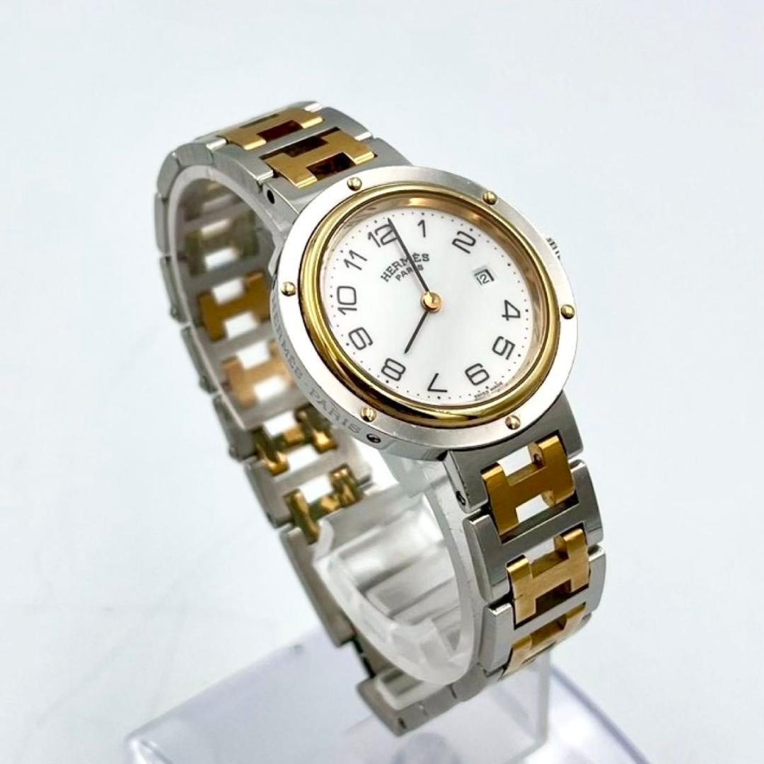 633 エルメス クリッパー デイト 腕時計 Hベルト クォーツ ホワイト