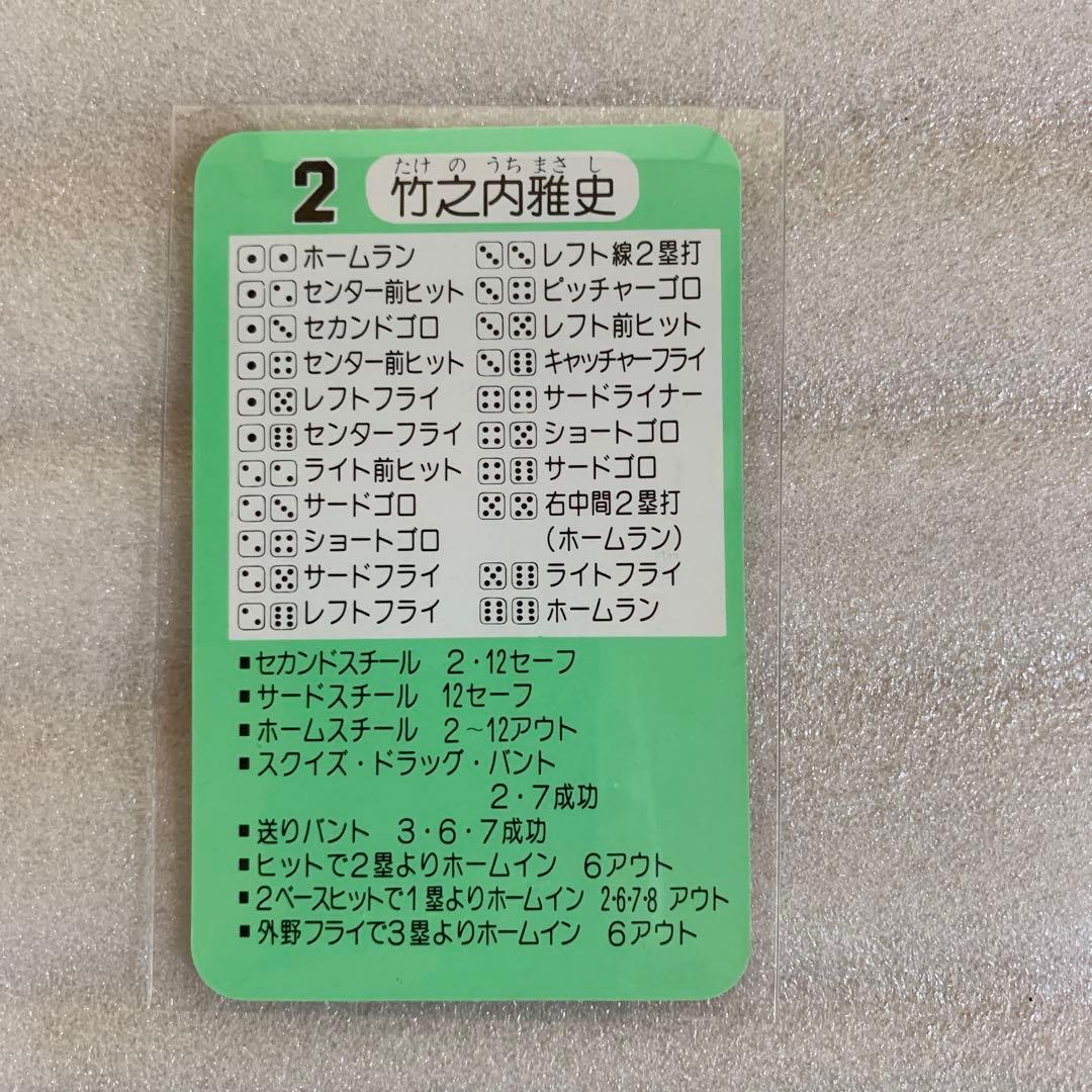 タカラのプロ野球ゲーム用カード昭和56年阪神タイガース竹之内雅史
