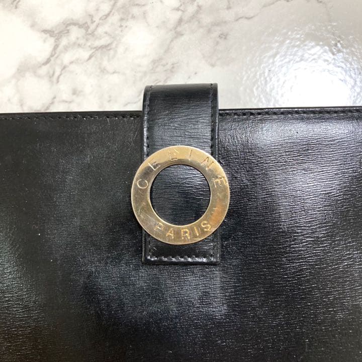 《希少》CELINE セリーヌ サークルロゴ レザー 黒 ブラック 長財布