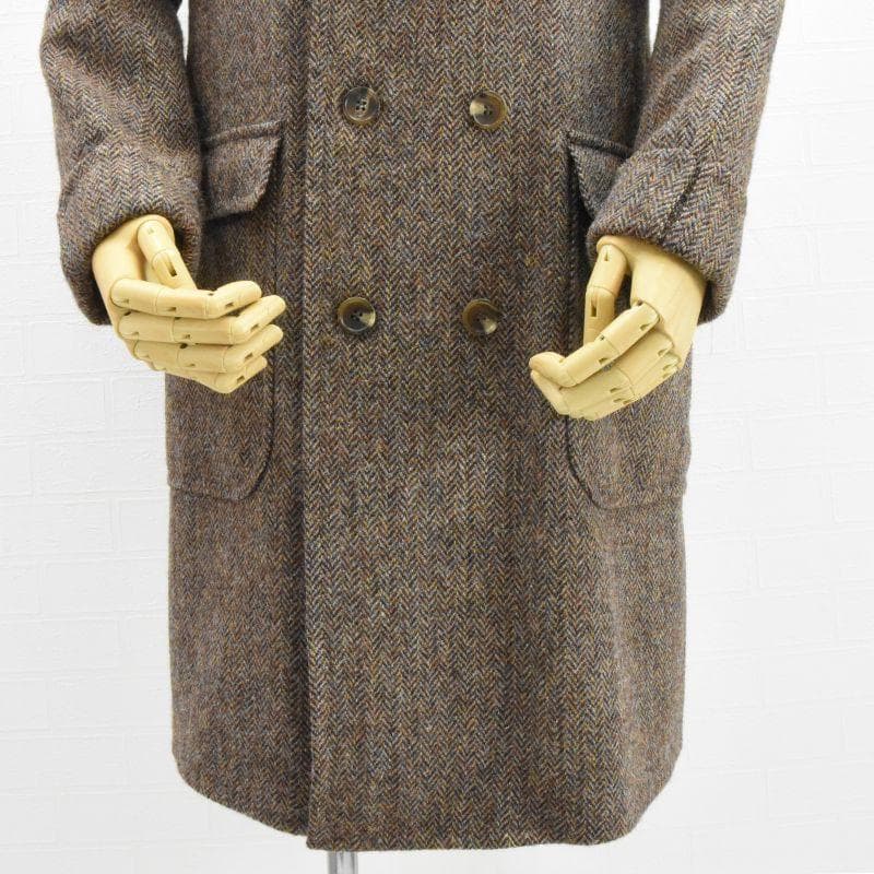 美品 lacquer&C ヘリンボーンWコート L相当 ブラウン ハリスツイード