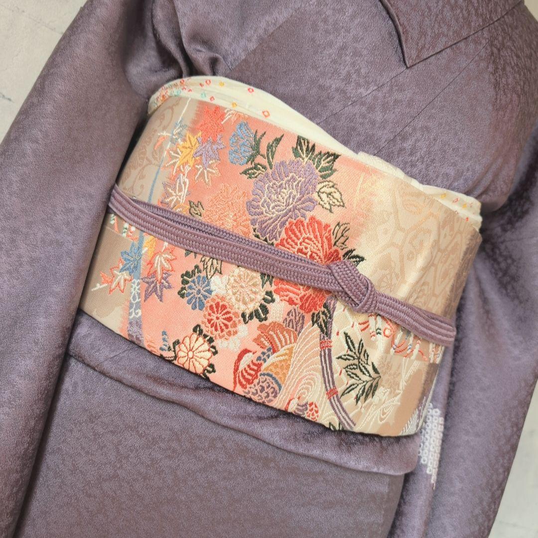 訪問着 フルセット 着物 付け下げ 正絹 絞り 紫 C2 - メルカリ