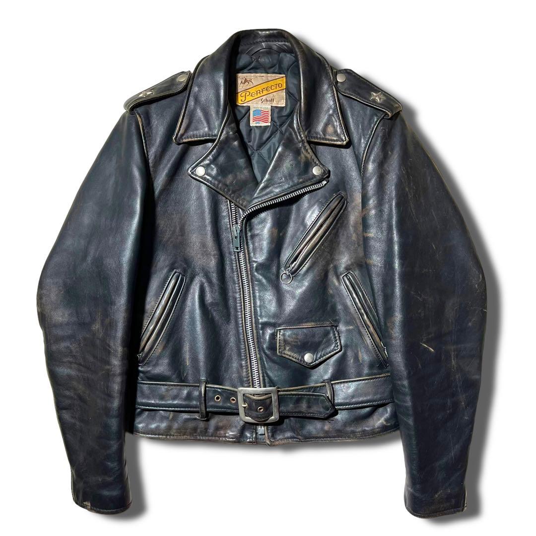 70s ショット 牛タグ ワンスター 613 ダブル ライダース ジャケット