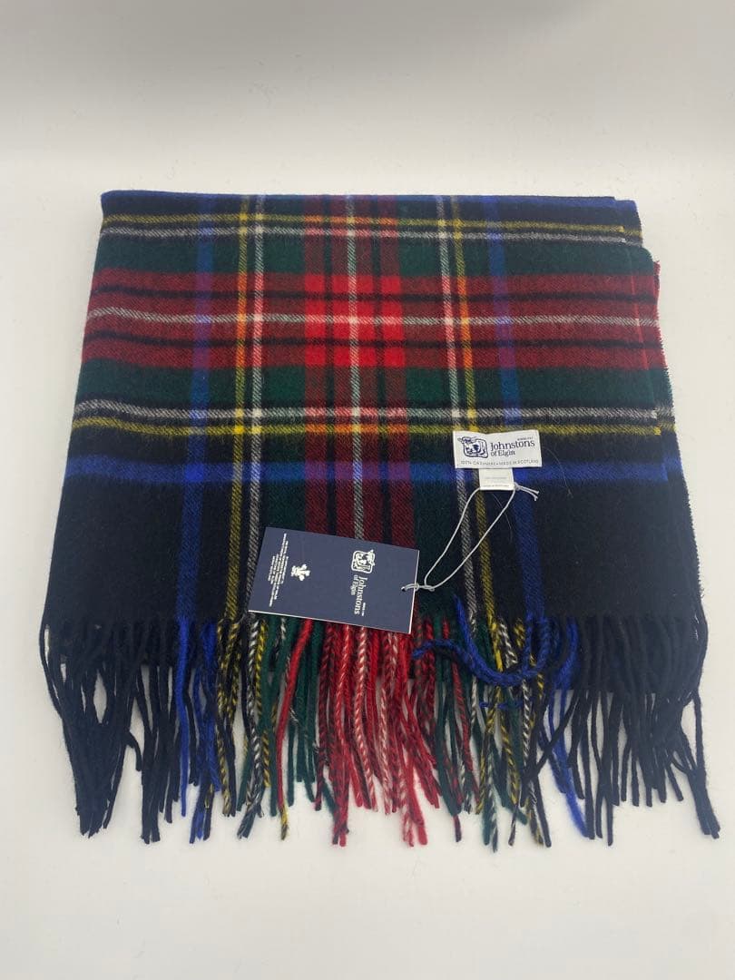 JOHNSTONS ジョンストンズ 大判チェックストール ブラックスチュワート