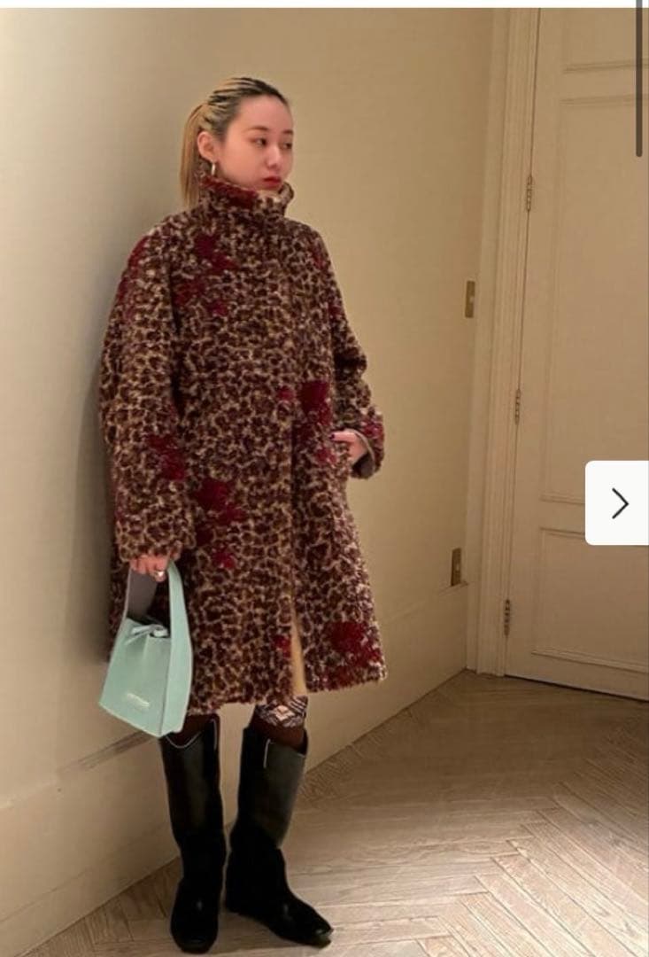 25aw未使用品フミエタナカfumietanakaレオパードボアロングコート