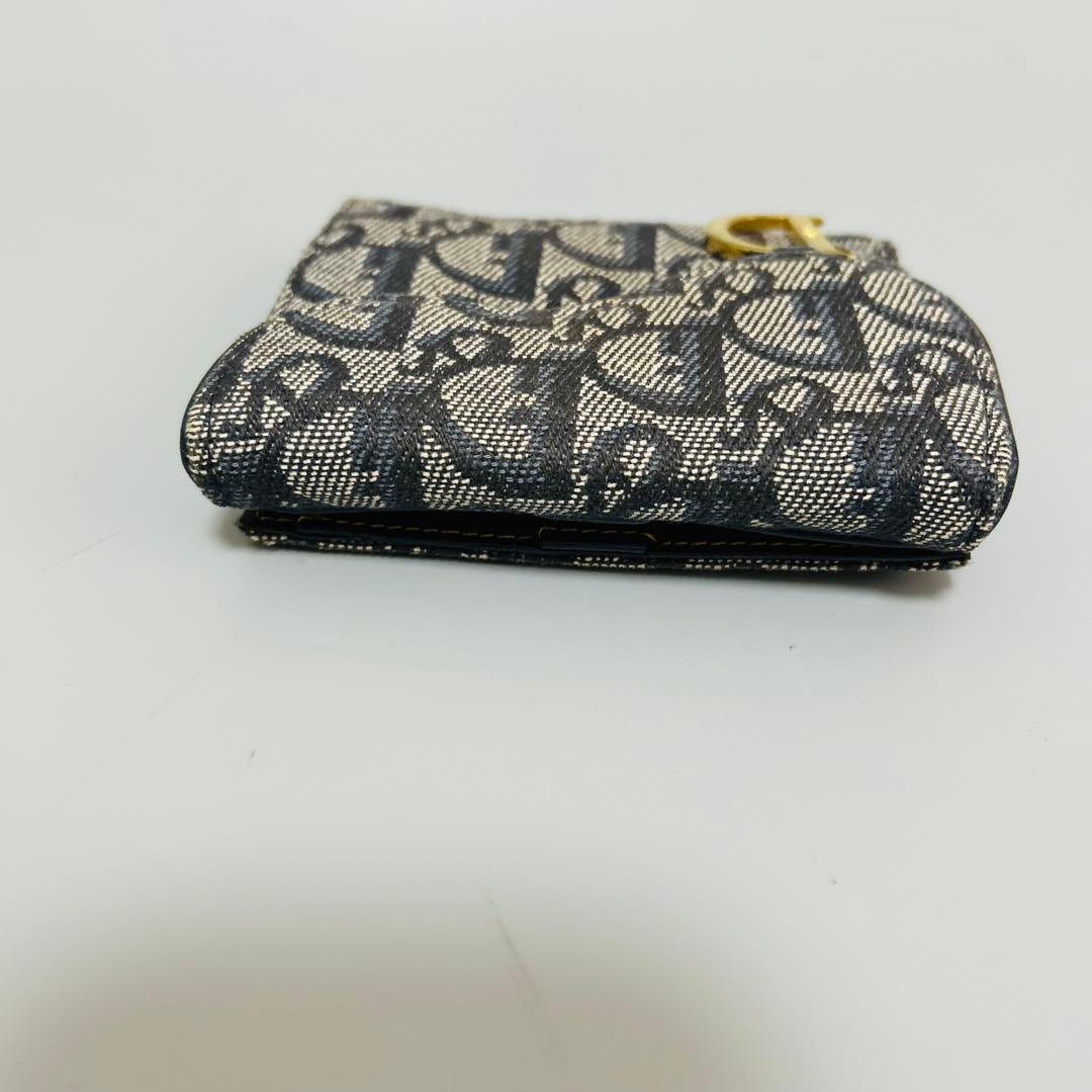クリスチャンディオール 二つ折り財布 トロッター柄 サドル D金具