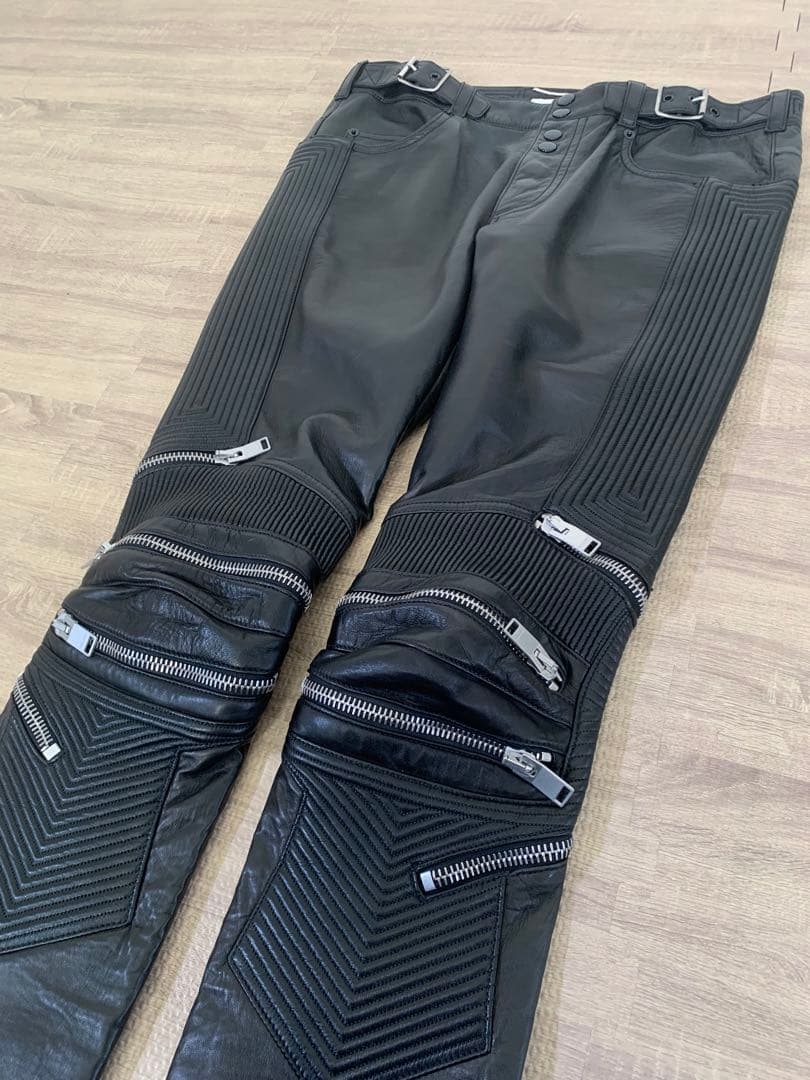 Saint Laurent Paris 13AWレザーバイカーパンツ ほぼ未使用 - メルカリ