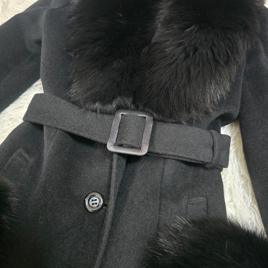 美品✨マテリア ロングコート フォックスファー アンゴラ 38 ブラック