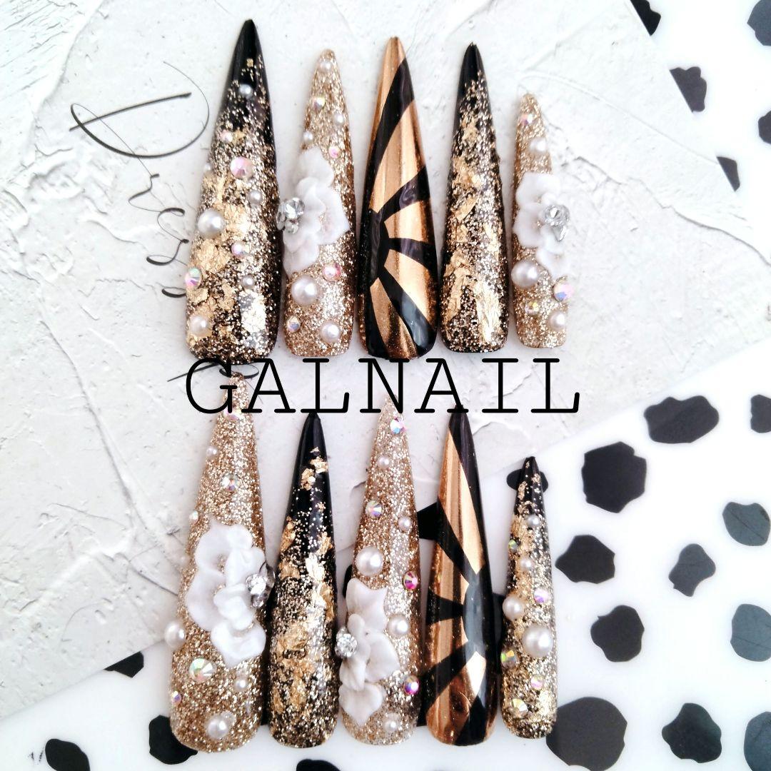 入学式ネイルチップ 成人式ネイルチップ ギャルネイル ロングポイント