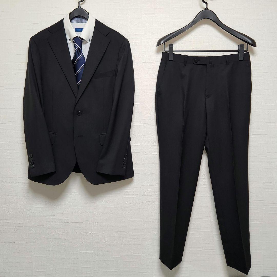シップス　カノニコ　メンズ　スーツ　ブラック　無地　美品 SUIT SQUARE（スーツスクエア） 【スーツスクエア】メンズ スーツ 2つ