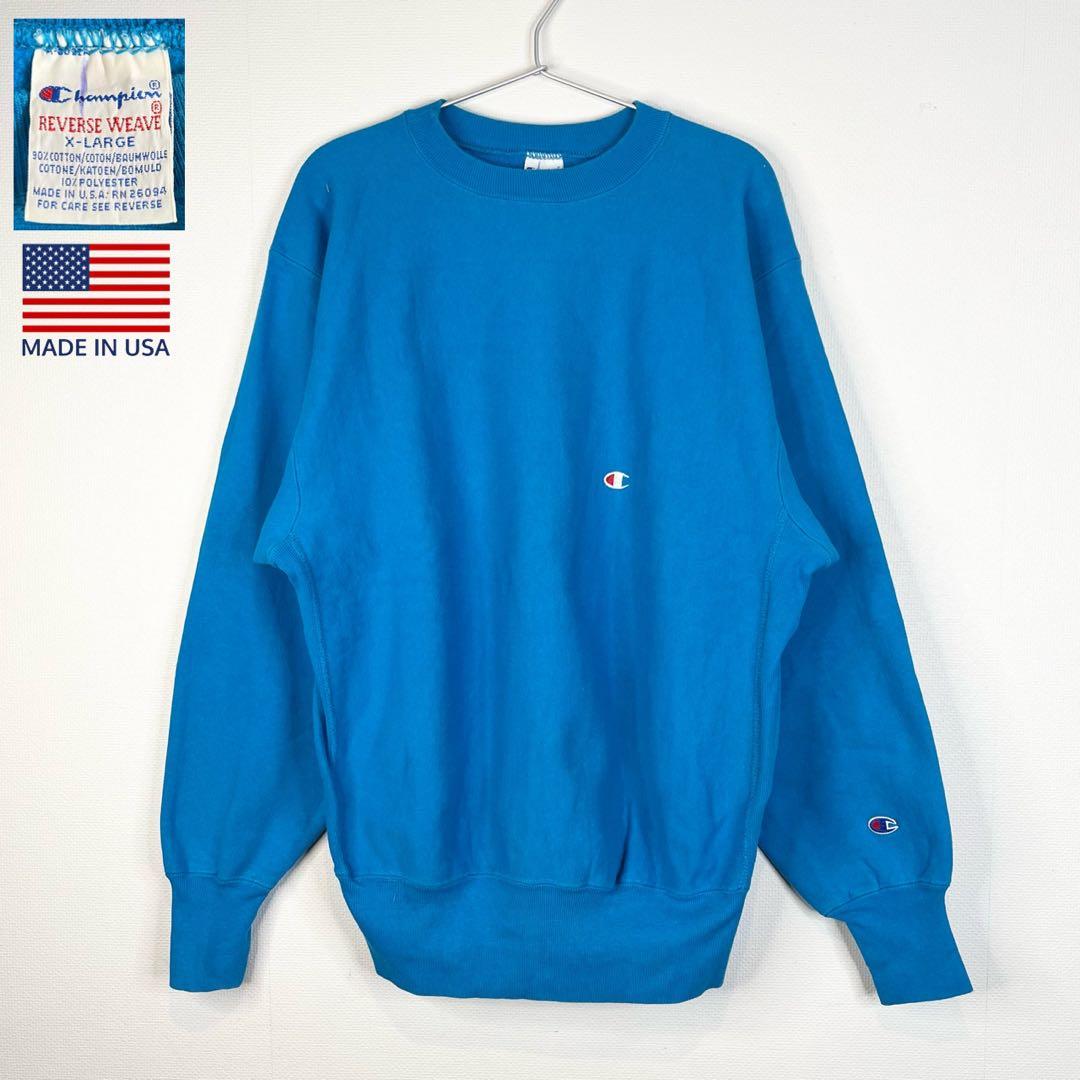 USA製】90s チャンピオン リバースウィーブ ターコイズブルー XL