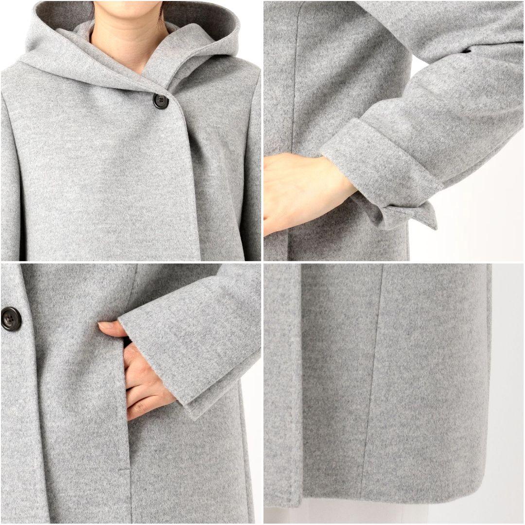 □美品 23区 ウールアンゴラビーバー フーデッドコート 小さいサイズ