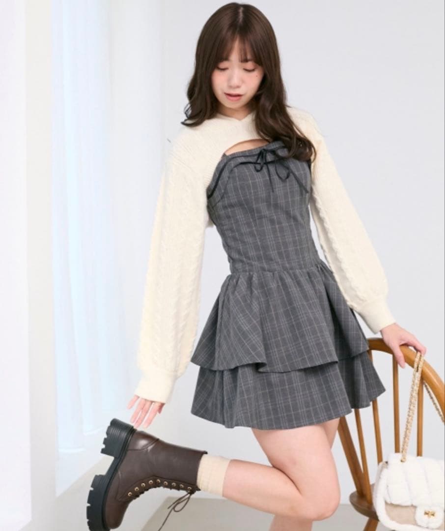 MAJESTIC LEGON】ケーブルフードボレロセットミニワンピ 値下げ可能