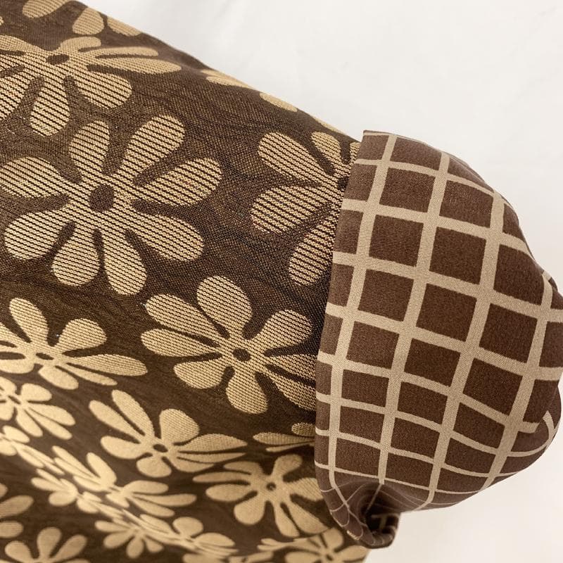 502mk12○きものやまと金ラベル ラメ糸入り 二重織物 紗×御召 濃茶