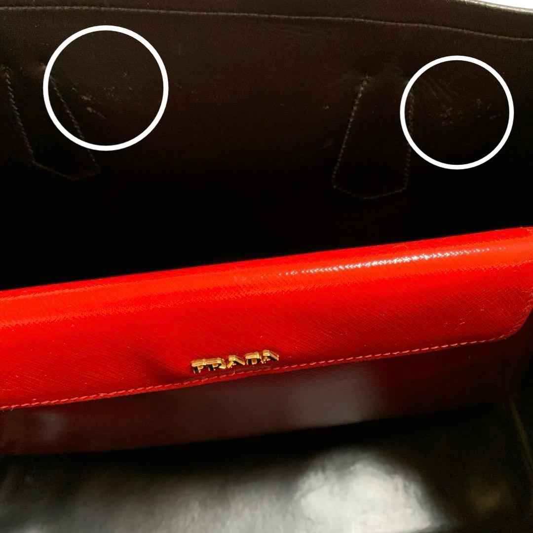 PRADA】プラダ サフィアーノヴェルニ トートバッグ 赤 ロッソ - メルカリ