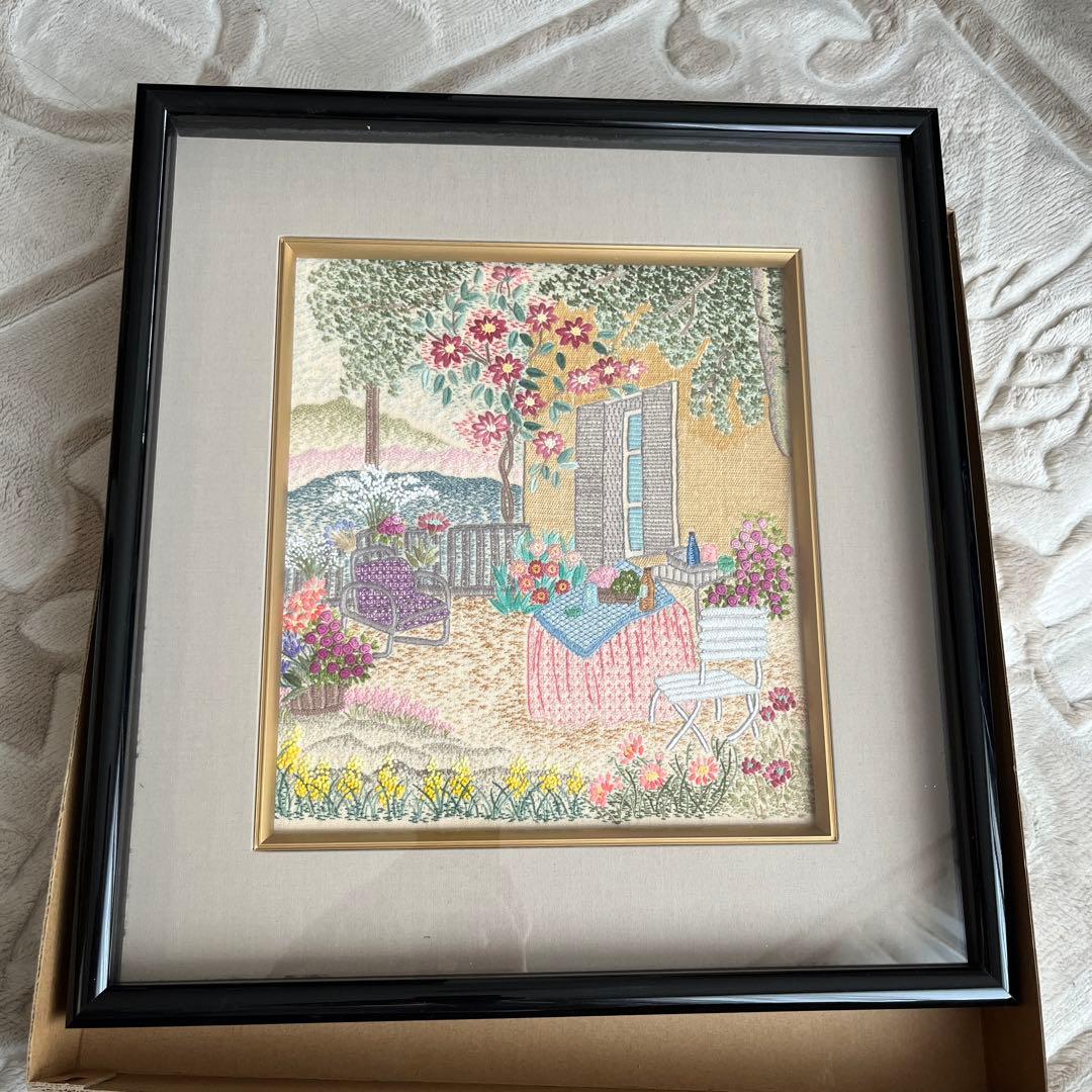 戸塚刺繍作品額　 庭の風景 戸塚刺繍作品額 庭の風景 戸塚刺繍作品額 庭の風景