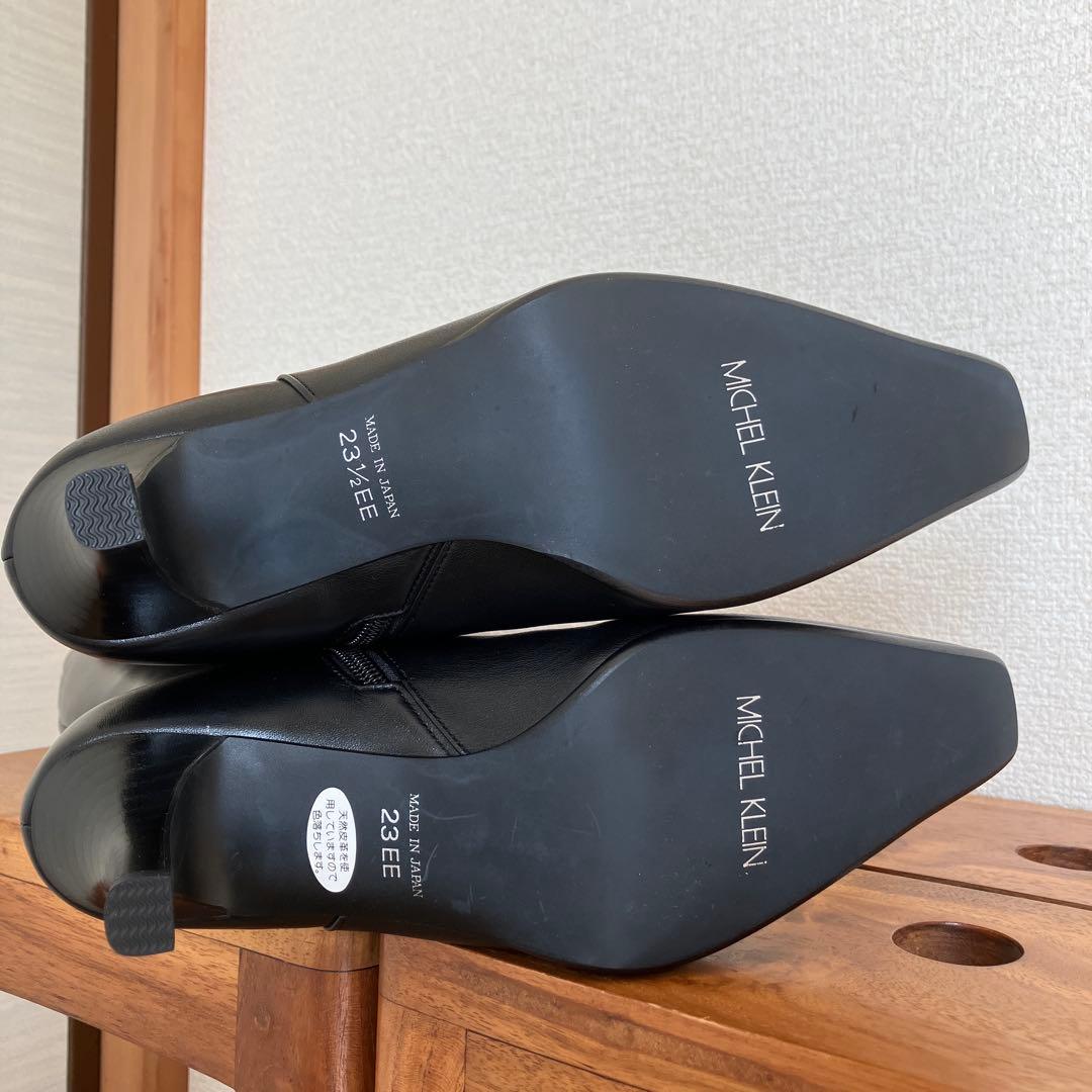 【未使用】MICHEL  ロングブーツ 本革 黒 23.5EE