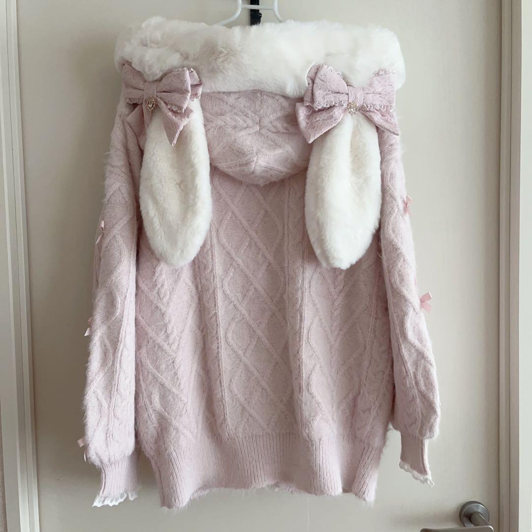 LIZLISA うさみみ コート　フェザー ニットパーカー LIZLISA うさみみ コート フェザー ニットパーカー - メルカリ