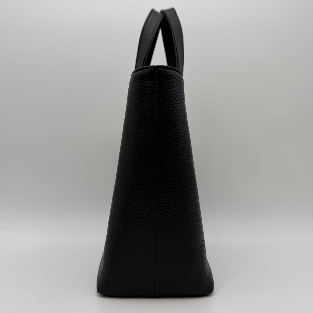 極美品】HushTug ハッシュタグ ジップミニトート ブラック シボ革