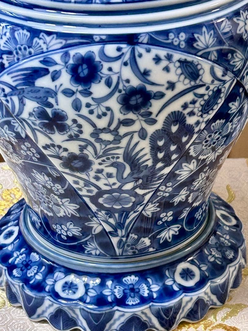 龍峯窯 花風流 染付 花更紗 花鳥文 花瓶 - メルカリ