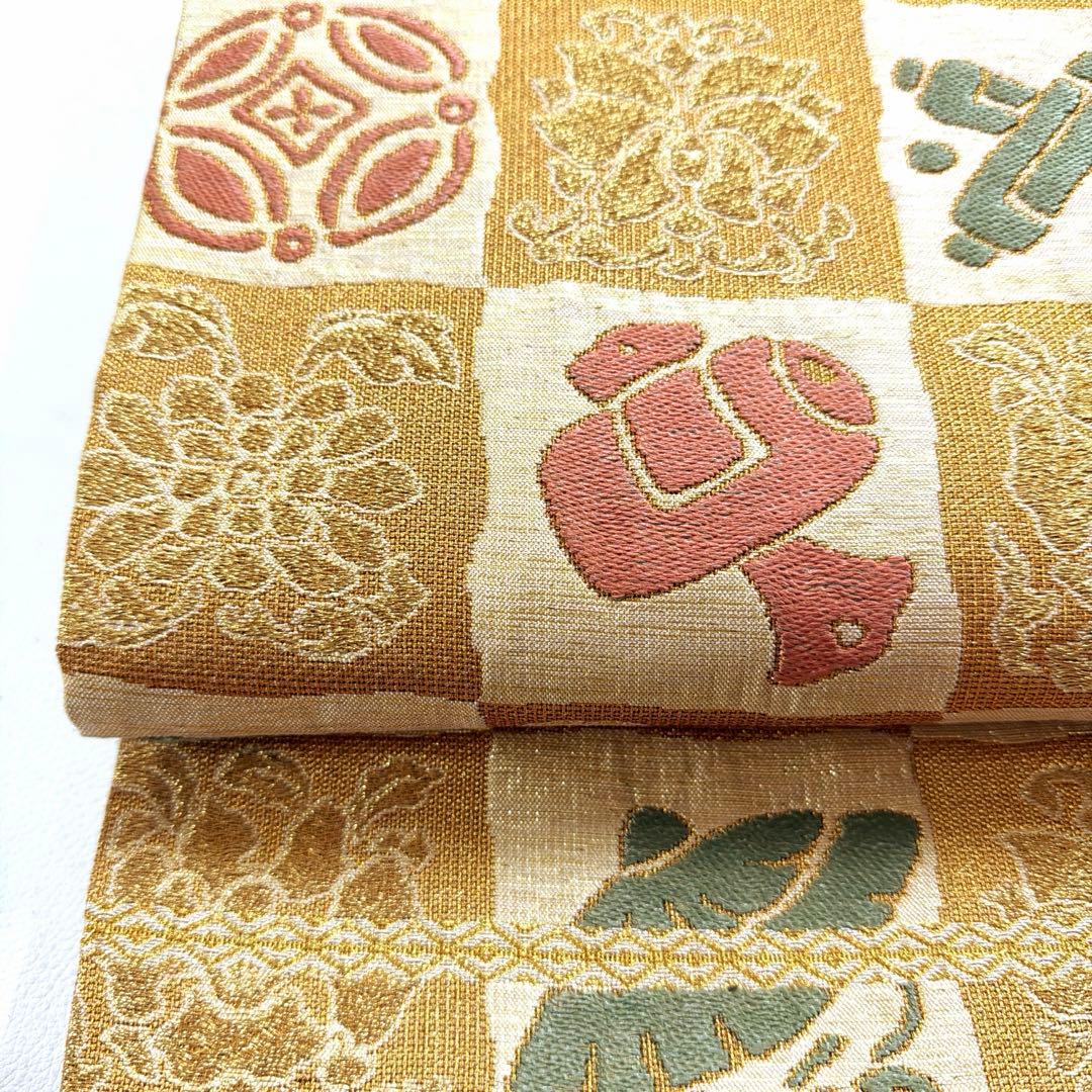 帯6769 ○誉田屋源兵衛謹製 純金 高級 正絹 六通 袋帯 宝尽くし - メルカリ